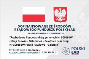 Na górze znajduję się flaga Polski oraz herb Polski niż widnieje napis dofinansowanie ze środków rządowego programu...