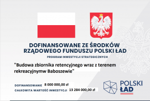 Na górze znajduję się flaga Polski oraz herb Polski niż widnieje napis Rządowy Fundusz Polski Ład Program Inwestycji...