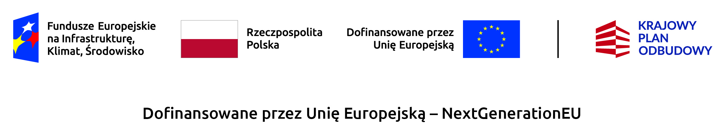 Logotypy Fundusze Europejskie, Flaga Rzeczpospolitej Polski, Flaga Unii Europejskiej, Logotyp Krajowego Planu Odbudowy...